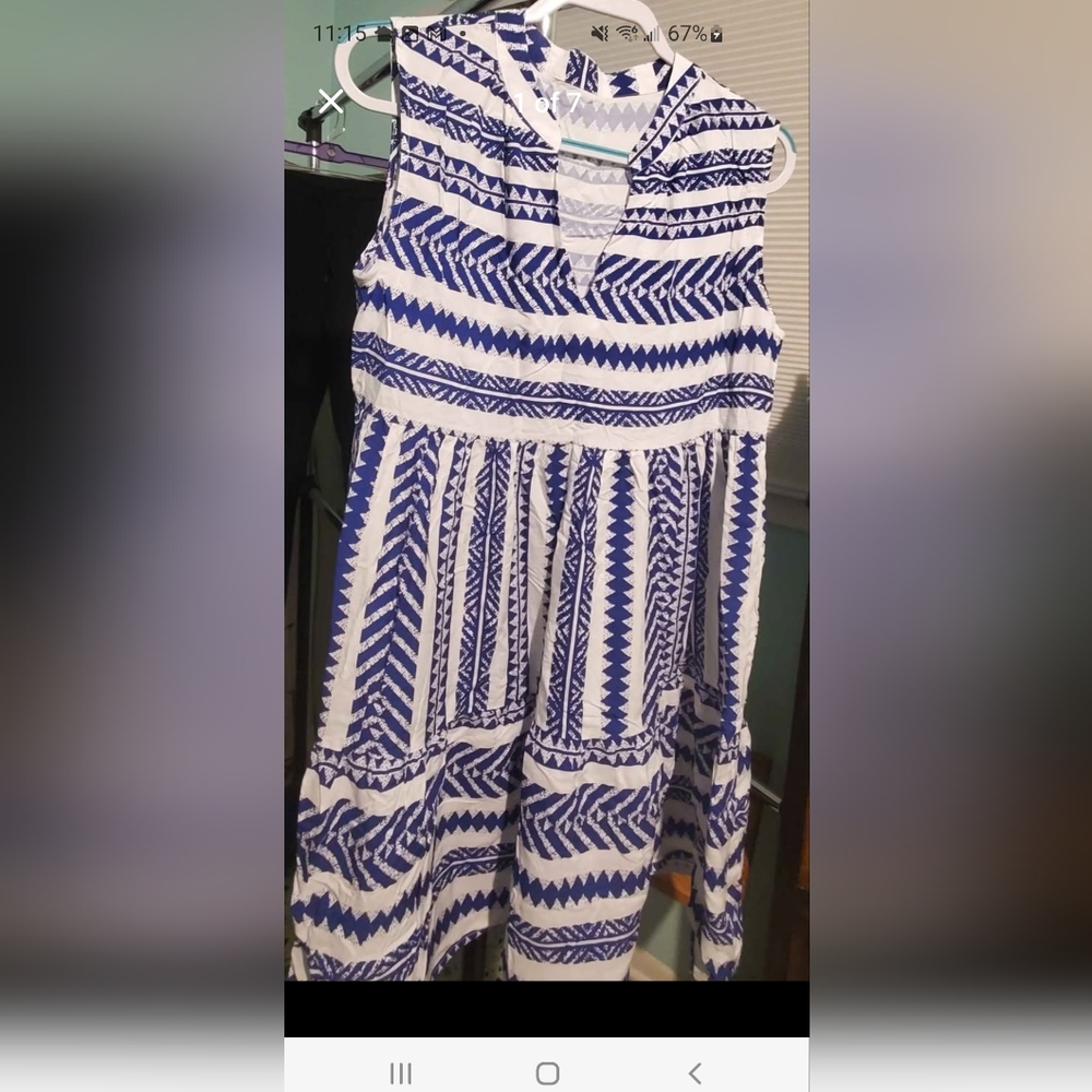 Blue and White Womens Dress